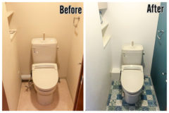 クロス（壁紙）貼替えでおしゃれに（トイレのリフォームbefore/after）
