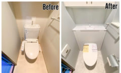 TOTOレストパル・トイレブラシも収納できる収納力のある手洗い器付きシステムトイレへリフォーム（before/after)
